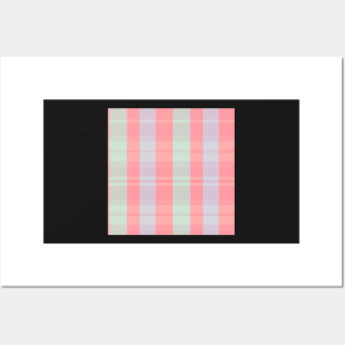 Pastel Aesthetic Evander 1 Hand Drawn Textured Plaid Pattern Posters and Art